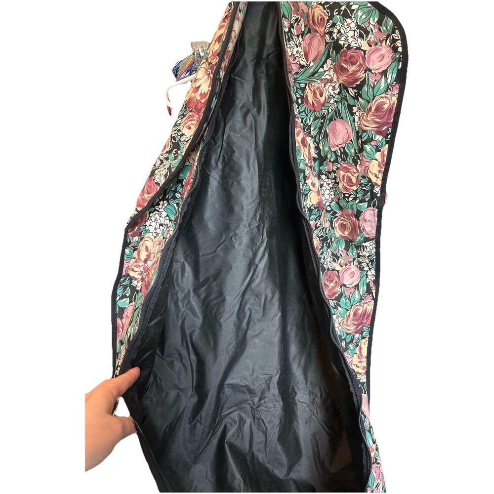 Vintage Floral Garment Bag Taiwan 48x19.5 Zippered Dress Clothes Travel Storage - Picture 5 of 15